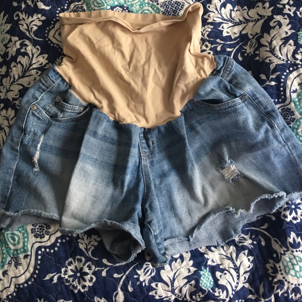 Distressed motherhood Maternity denim shorts XL
